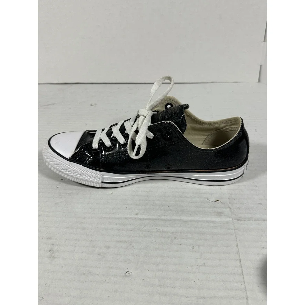 Converse Chuck Taylor All Star Black Glitter Patent Low Top Sneakers 562482C 9.5